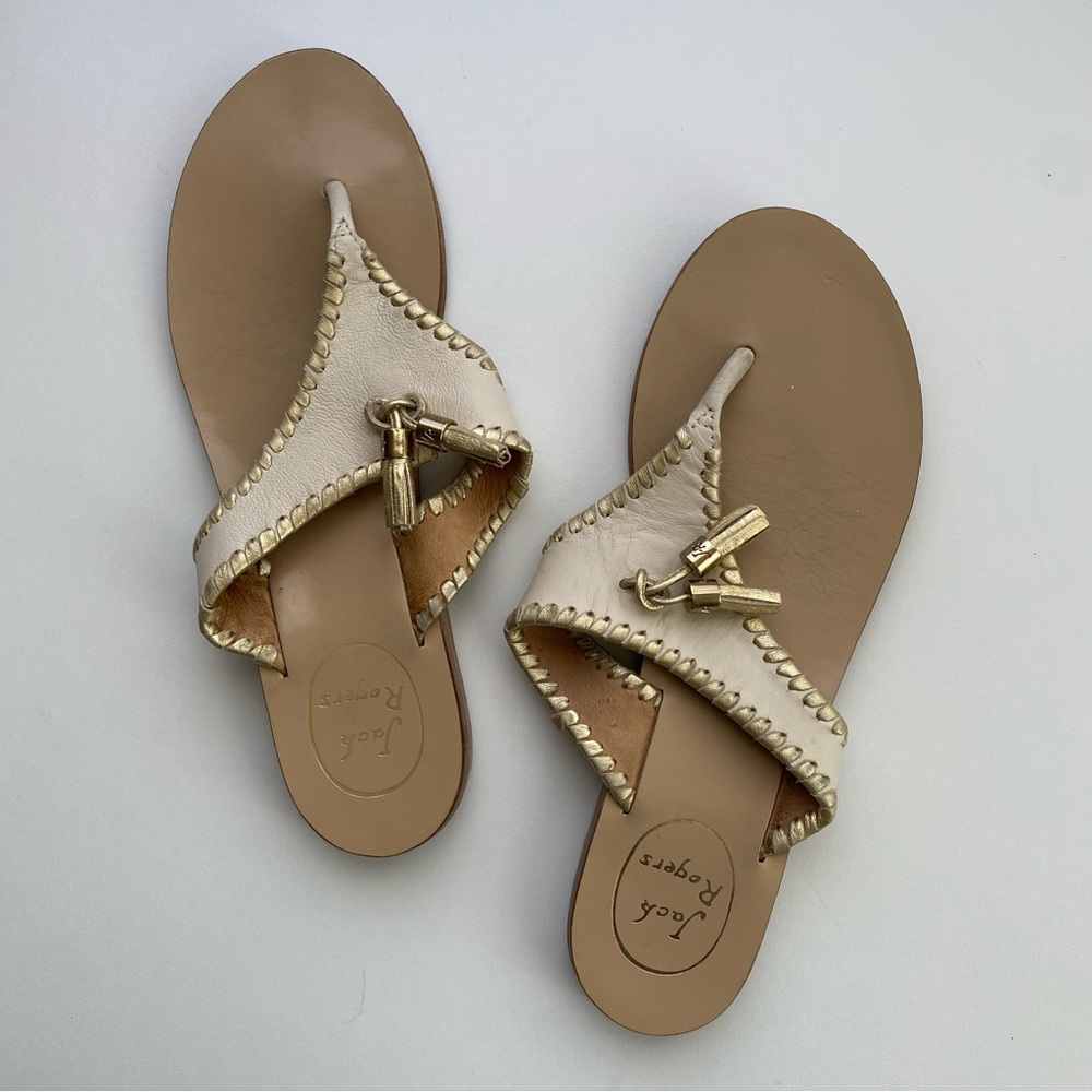 Jack Rogers Women's Tan and Gold Sandals